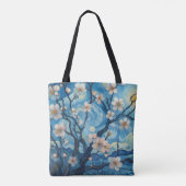 Tote Bag 21e Anniversaire crème bleu fleur amande (Dos)