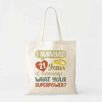 Tote Bag 21e anniversaire de mariage Couples J'ai survécu 2