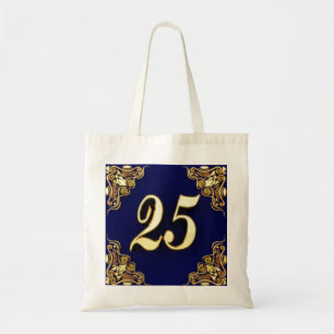 Tote Bag 25ème Anniversaire ou or et bleu majestueux