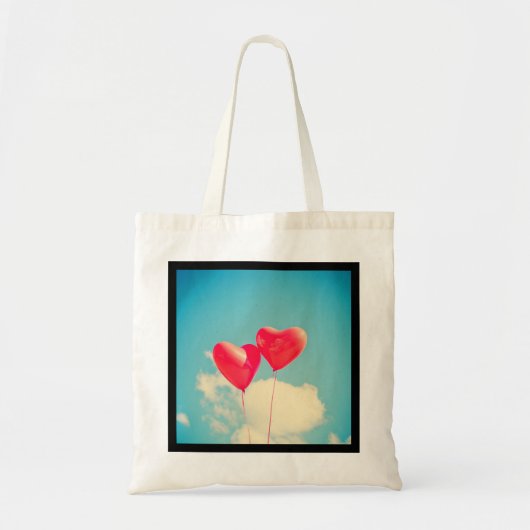 Tote Bag 2 Ballons en forme de coeur rouge brillant flottan (Devant)