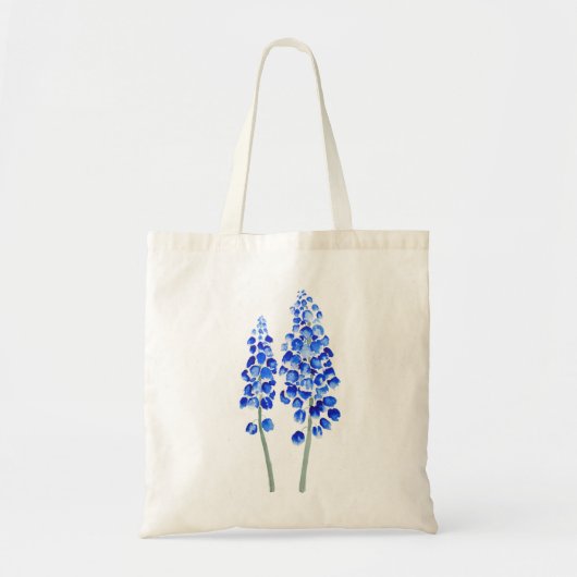 Tote Bag 2 bleu hyacinthe de raisin abstrait aquarelle (Devant)