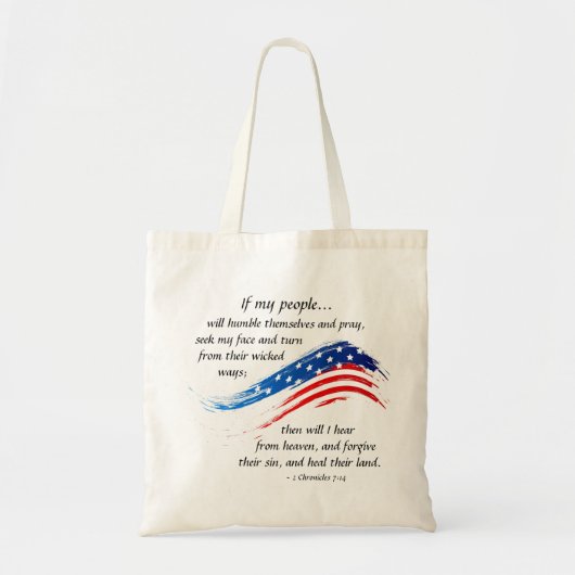 Tote Bag 2 Chroniques 7:14 Si mon peuple prie, États-Unis D (Devant)