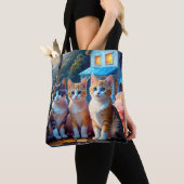 Tote Bag 2 faces 7 Adorables Chatons conçus par un Artiste (De près)