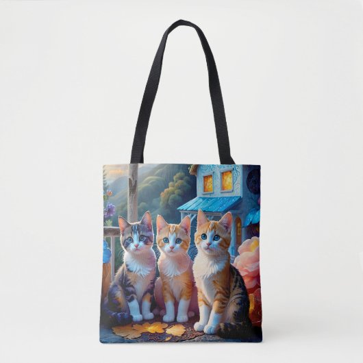 Tote Bag 2-Sided 7 Adorable Artist designed Kittens (Devant)