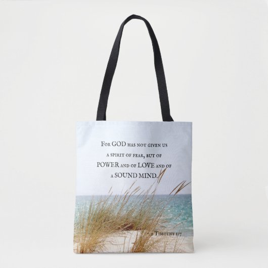 Tote Bag 2 Timothée 1:7 Dieu n'a pas donné un esprit de peu (Devant)
