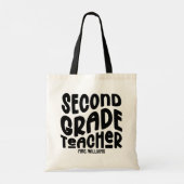 Tote Bag 2nd Grade Teacher Black Typography Design  (Dos)