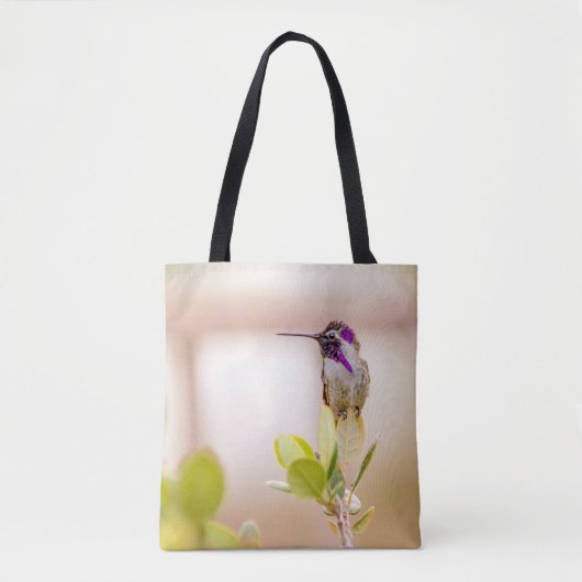 Tote Bag 3037-Colibri assis sur une feuille (Devant)