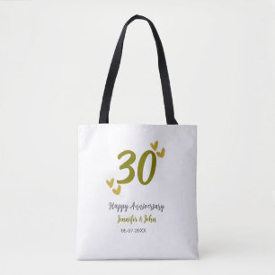 Tote Bag 30e anniversaire heureux couple de mariages gris d