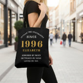 Tote Bag 30th Birthday 1996 Black Gold For Her Personalized