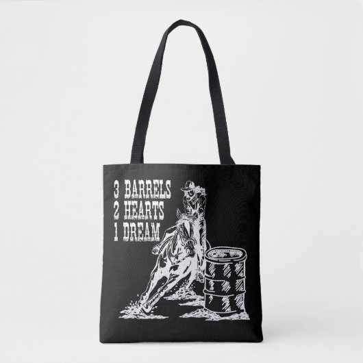 Tote Bag 3 Barils 2 Coeurs 1 Dream Barrel Racing (Devant)