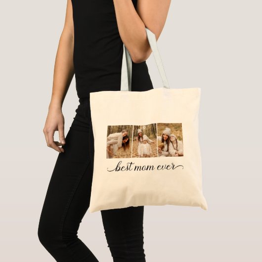 Tote Bag 3 Collage photo Meilleure maman jamais (Devant (produit))