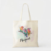 Tote Bag 3 Inséparables colorés Nom personnalisé (Devant)
