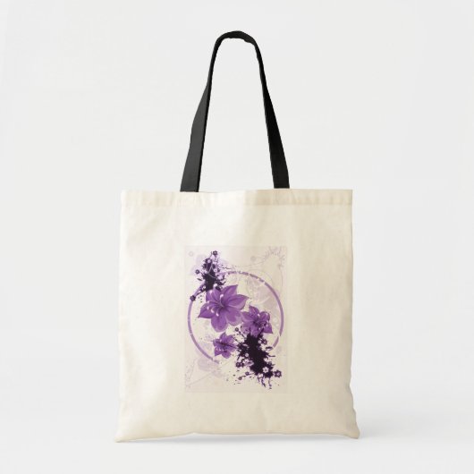 Tote Bag 3 jolies fleurs - pourpre (Devant)