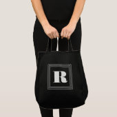 Tote Bag 3 monogramme de cadre | Noir et blanc (Devant (produit))