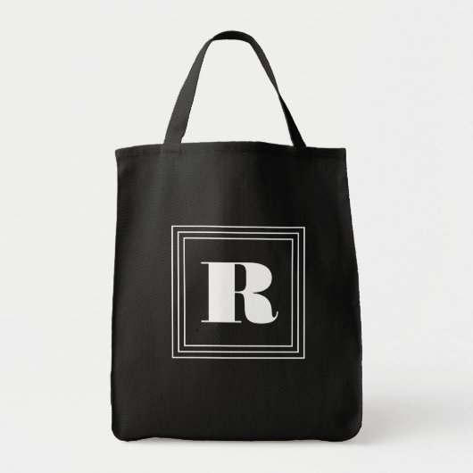 Tote Bag 3 monogramme de cadre | Noir et blanc (Devant)