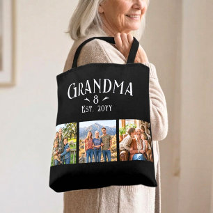 Tote Bag 3 Photo Grand-mère Année Nom personnalisé Nombre G