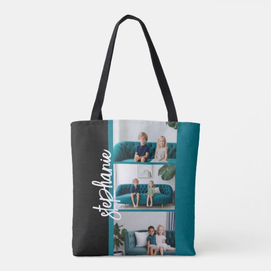 Tote Bag 3 Photos tendance noir & blanc nom de script moder (Dos)