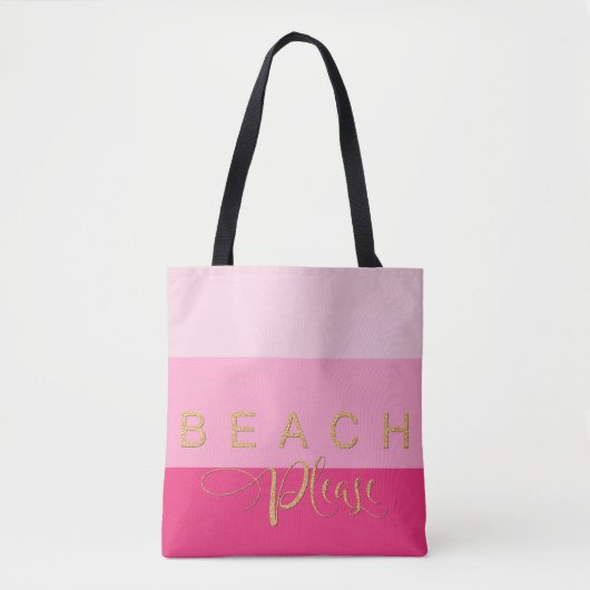 Tote Bag 3 Pink Stripes Plage S'Il Vous Plaît Gold Parties (Devant)