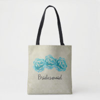 3 Roses Turquoises d'aquarelle sur Tan Damask Brid