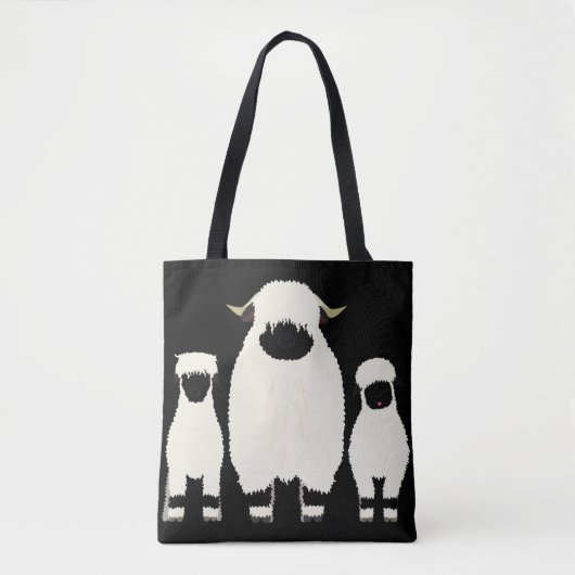 Tote Bag 3 Valais Noir Mouton noir à droite (Devant)