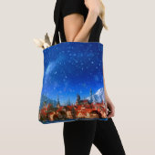 Tote Bag 3d illustration of small alpine village at dawn. S (De près)