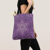 Tote Bag 3Une Unique couleur violet étoile blanche Mandala (De près)