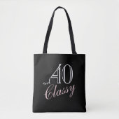Tote Bag 40 ans et noir classique élégant Script Anniversai (Devant)