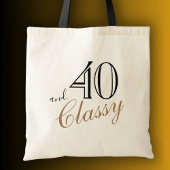 Tote Bag 40 et élégant noir élégant Script d'or Anniversair