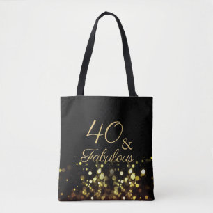Tote Bag 40 et fabuleux anniversaire noir et or