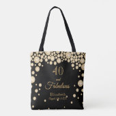 Tote Bag 40 fabuleux anniversaire noir diamants d'or (Dos)