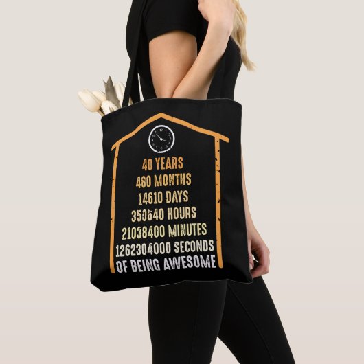Tote Bag 40e anniversaire 40 ans 480 mois (De près)