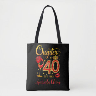 Tote Bag 40e anniversaire, chapitre 40 dame, femmes