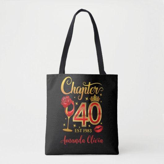 Tote Bag 40e anniversaire, chapitre 40 dame, femmes (Devant)