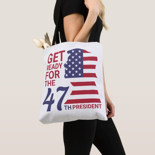 Tote Bag 47e Président, Drapeau américain de Trump (De près)