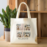 Tote Bag 4 Collage photo minimaliste - Meilleure année jama<br><div class="desc">Vous pouvez utiliser des photos Instagram pour cette conception. Utilisez 4 photos carrés pour créer un cadeau unique et personnel. Ou vous pouvez garder le chiot hipster et faire un gardien branché. Si vous avez besoin d'ajuster les images,  cliquez sur l'outil personnaliser pour apporter des modifications.</div>