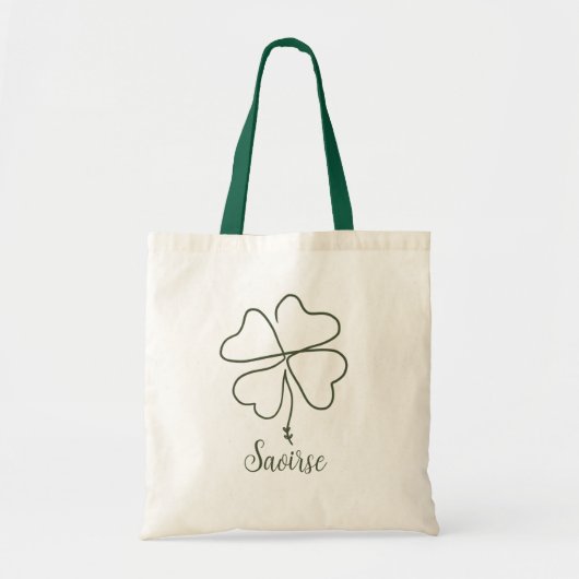 Tote Bag 4 Feuilles Fleur de trèfle Nom personnalisé (Devant)