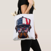 Tote Bag 4 juillet de chien de boxe (De près)