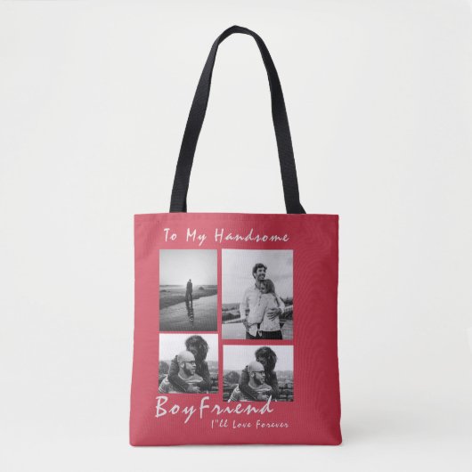 Tote Bag 4-Photo Collage Forever Boyfriend Saint-Valentin (Devant)