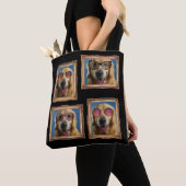 Tote Bag 4 Photo Collage Gold Frame Dogs Animaux de famille (De près)