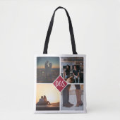 Tote Bag 4 Photo Collage personnalisé Monogramme (Devant)