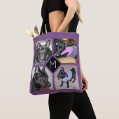 Tote Bag 4 pourpre d'initiale de chien du collage | de (De près)