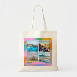 Tote Bag 4 souvenirs de voyage photo colorés modernes beaux