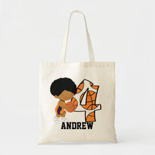 Tote Bag 4ème Joueur de basket pourpre et orange