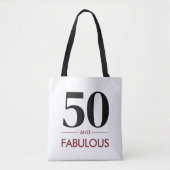 Tote Bag 50 And Fabulous Modern Cherry Wine Birthday Saying (Devant)
