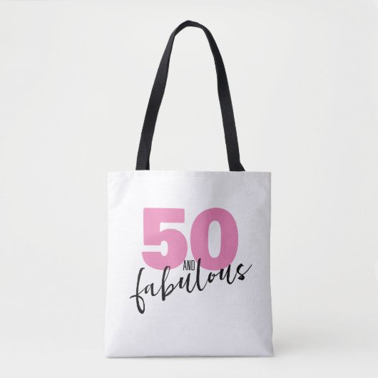 Tote Bag 50 et cadeau fabuleux 50e anniversaire rose (Devant)