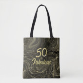 Tote Bag 50 et fabuleux 50e anniversaire fête Noir et Or (Devant)