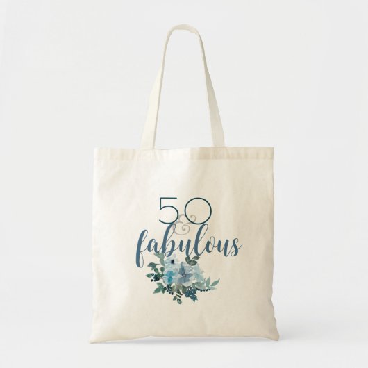 Tote Bag 50 et Fabuleux bleu floral Elégant aquarelle (Devant)