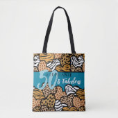 Tote Bag 50 et fabuleux Coeurs Posters de animaux Turquoise (Devant)