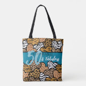 Tote Bag 50 et fabuleux Coeurs Posters de animaux Turquoise (Dos)
