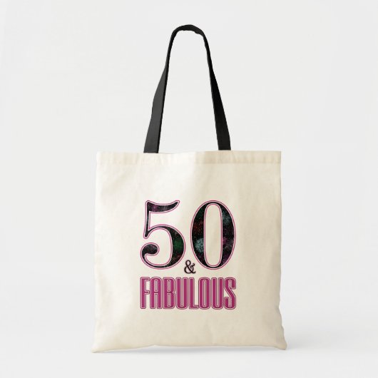 Tote Bag 50 & Fabulous Pink Black Typographie 50e anniversa (Devant)